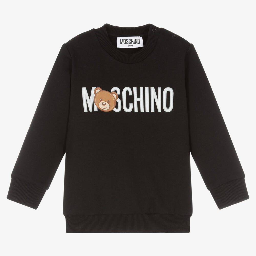 Moschino Baby - سويتشيرت قطن جيرسي لون أسود للأطفال | Childrensalon