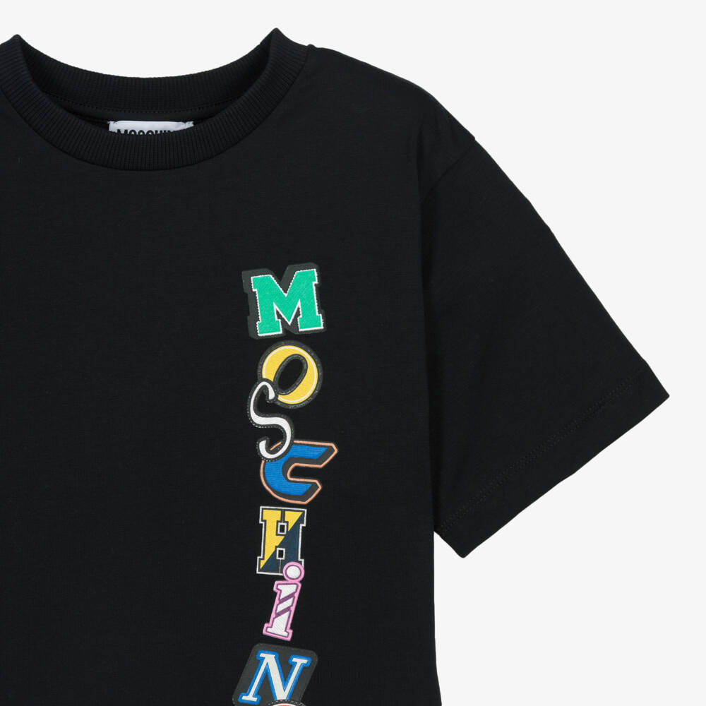 Moschino-Black Logo Short Sleeve Tee | Childrensalon Outlet