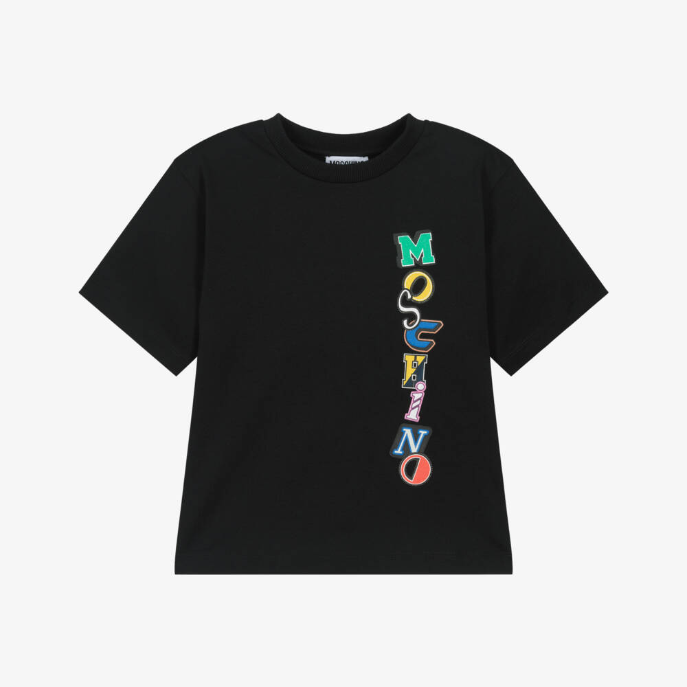 Moschino-Black Logo Short Sleeve Tee | Childrensalon Outlet
