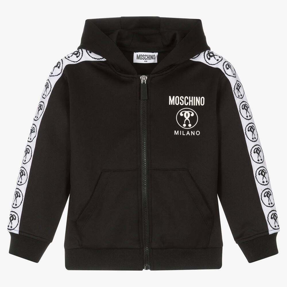 Moschino Kid-Teen - Schwarze Kapuzenjacke mit Reißverschluss | Childrensalon