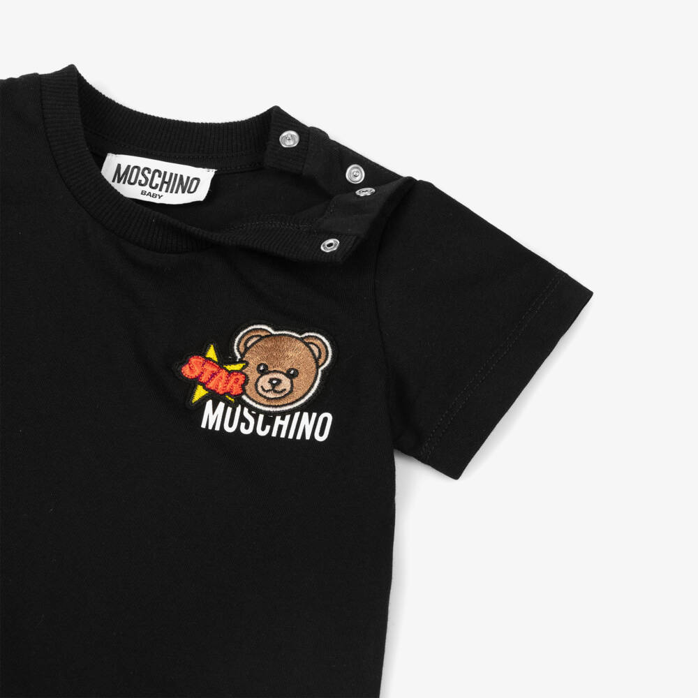 Moschino-Black Patch Logo T-shirt | Childrensalon Outlet