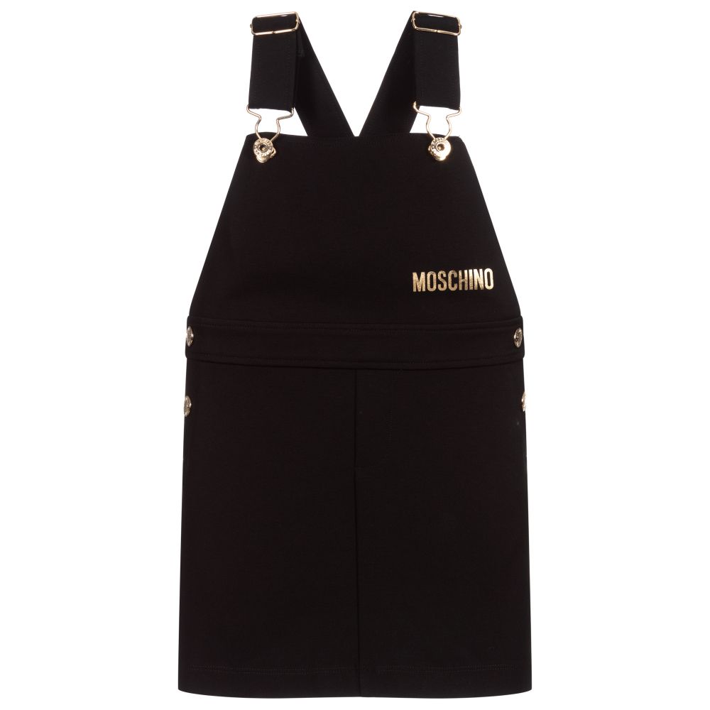 Moschino Kid-Teen - Black Pinafore Jersey Dress | Childrensalon