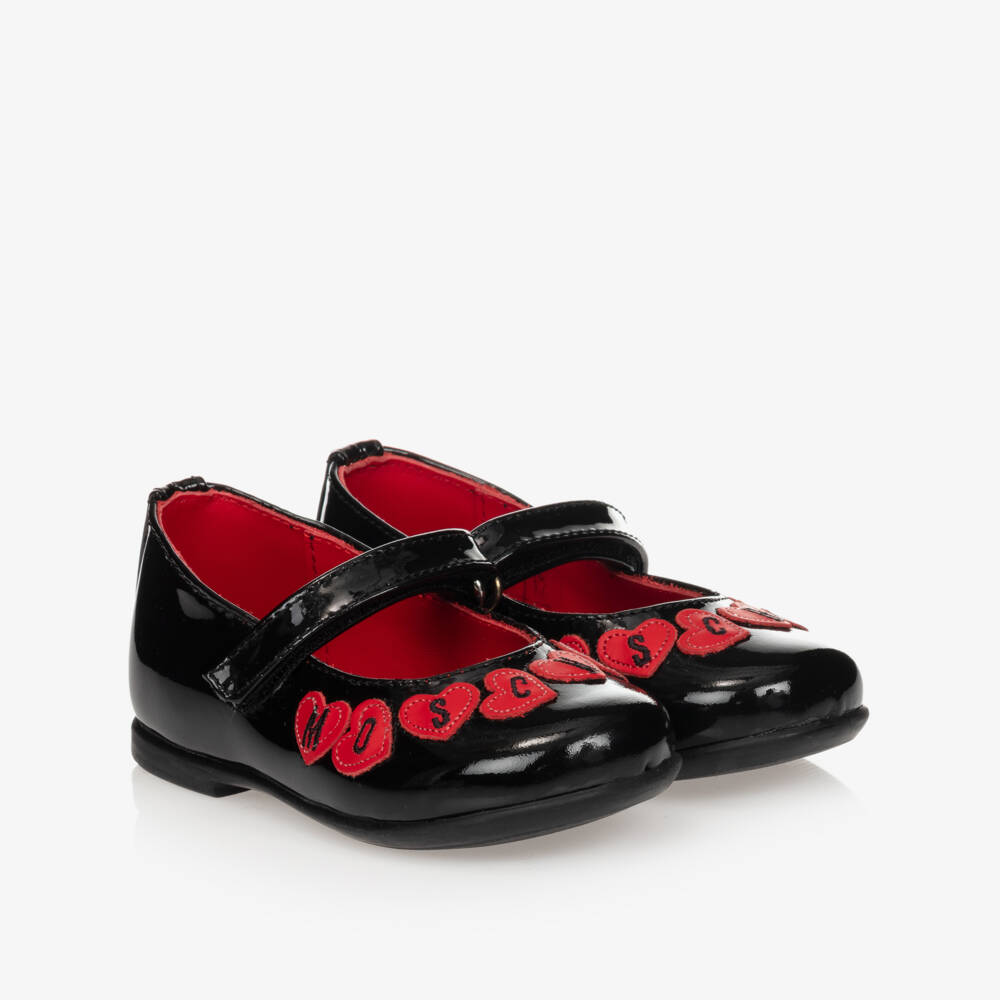 Moschino Kid-Teen-Black & Red Logo Shoes | Childrensalon Outlet