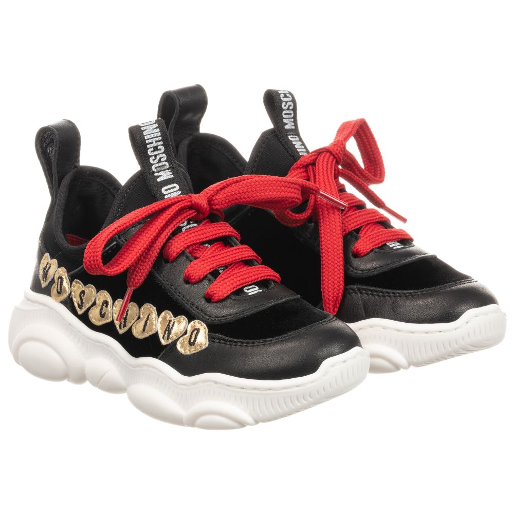 Moschino Kid-Teen - Black & Red Trainers | Childrensalon