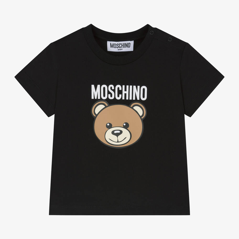 Moschino Baby-Black Teddy Bear Cotton T-Shirt | Childrensalon Outlet