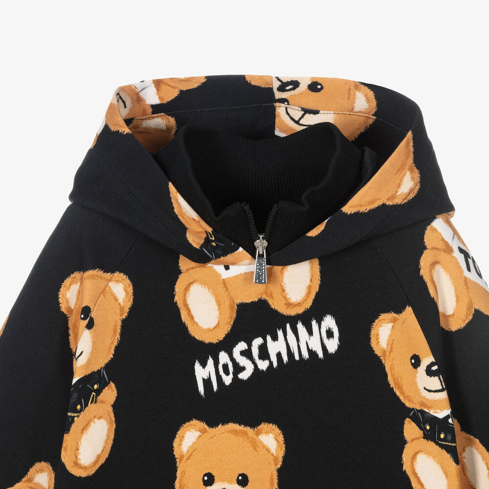 Moschino Kid-Teen-Black Teddy Bear Hoodie | Childrensalon Outlet