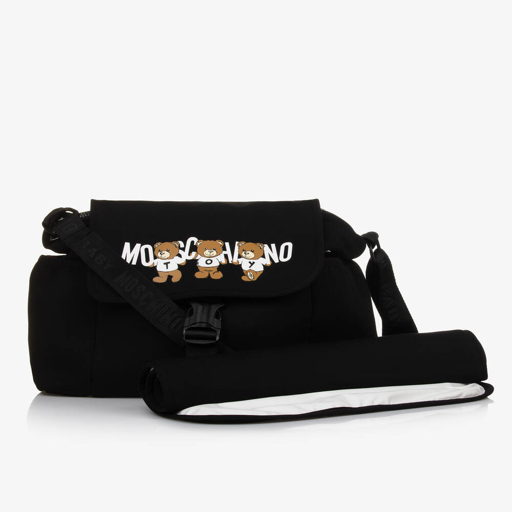 Moschino Baby-Black Teddy Bear Logo Changing Bag (30cm) | Childrensalon Outlet