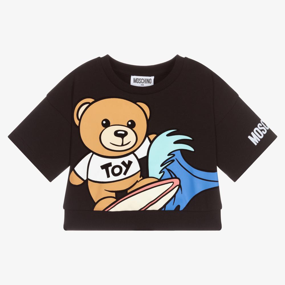 Moschino Kid-Teen - Black Teddy Bear Logo T-Shirt | Childrensalon