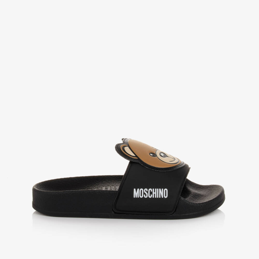 Moschino-Black Teddy Bear Sliders | Childrensalon Outlet
