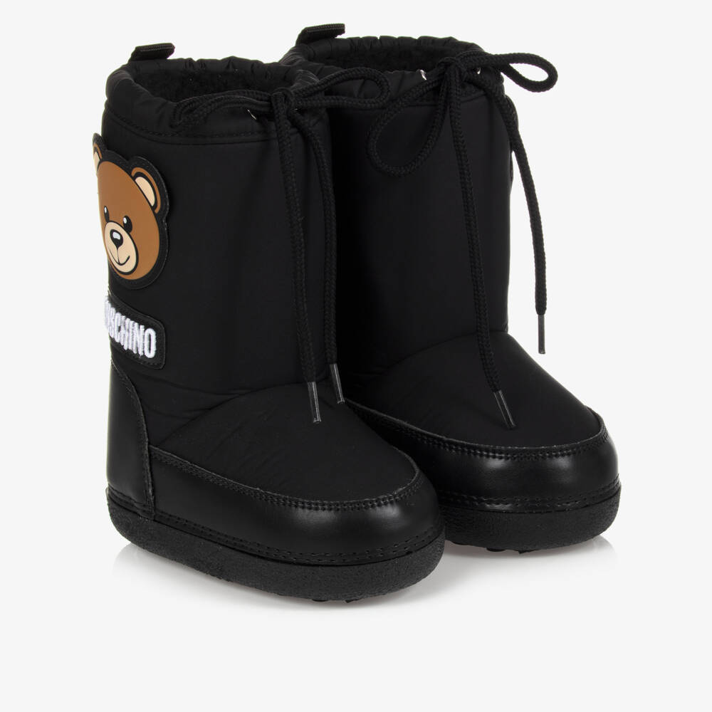 Moschino Kid-Teen-Black Teddy Bear Snow Boots | Childrensalon Outlet