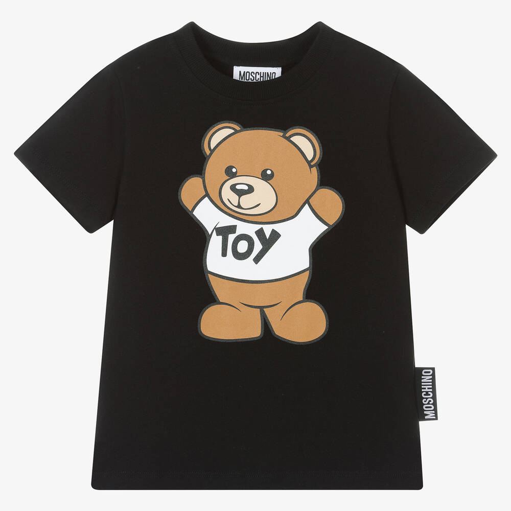 Moschino Kid-Teen - Schwarzes T-Shirt mit Teddybär | Childrensalon