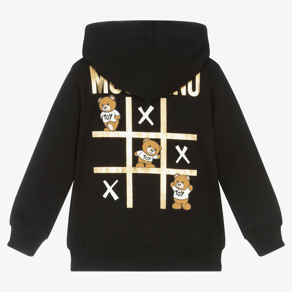 Moschino Kid Teen Black Teddy Bear Zip Up Hoodie Childrensalon
