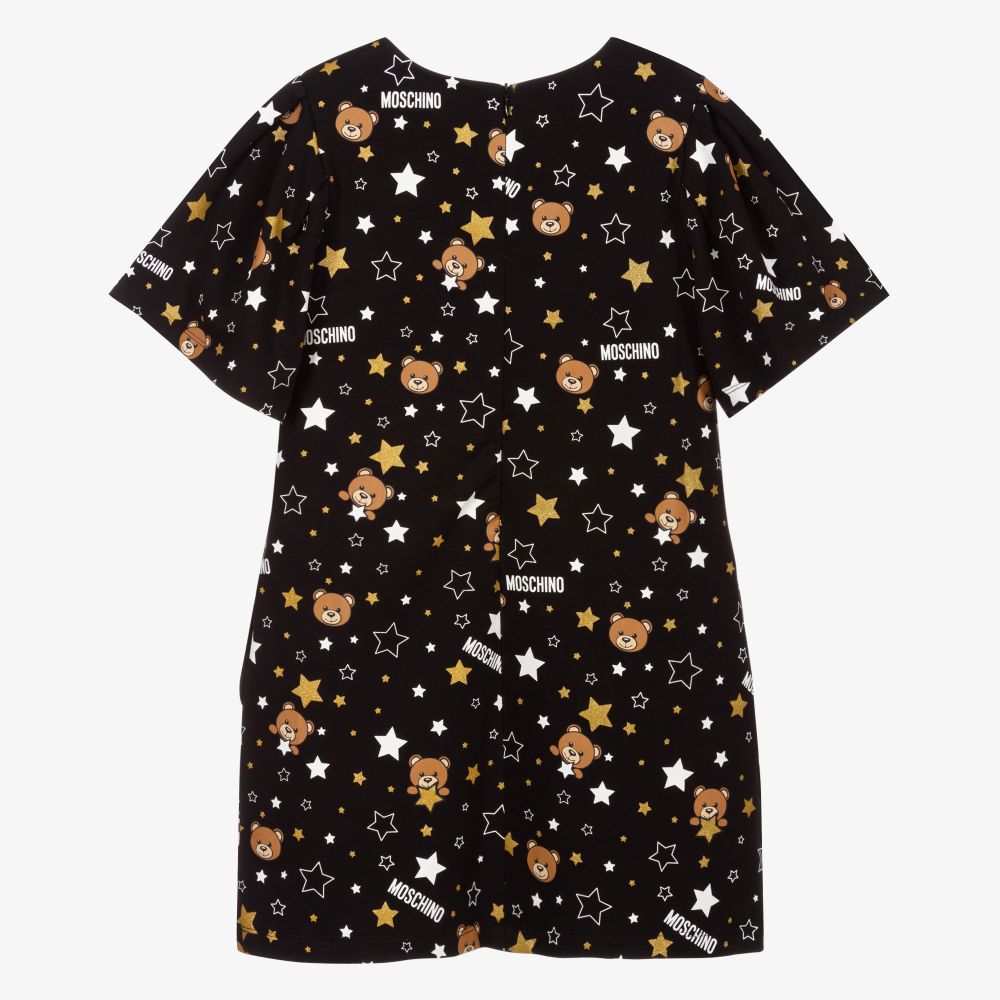 Moschino Кид-Тин-Черное платье с мшками и звездочками | Childrensalon Outlet