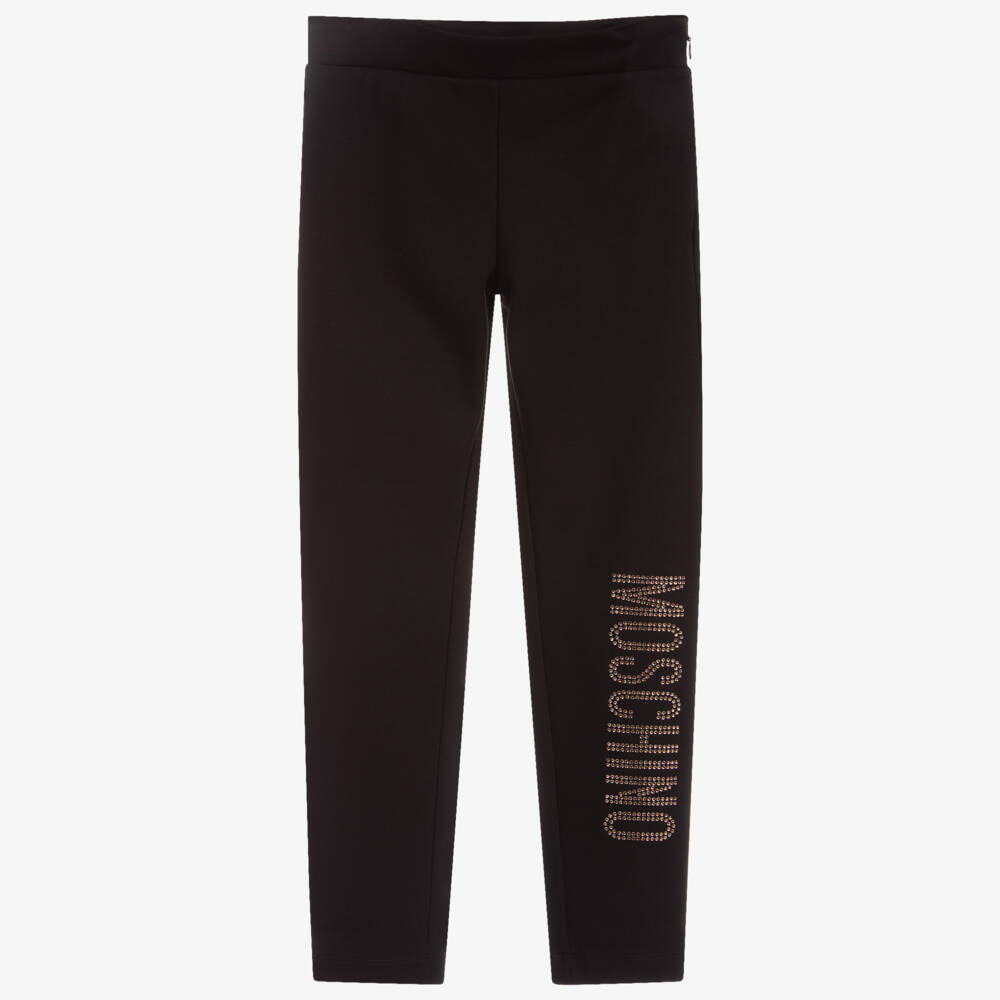 Moschino Kid-Teen-Black Viscose Jersey Leggings | Childrensalon Outlet
