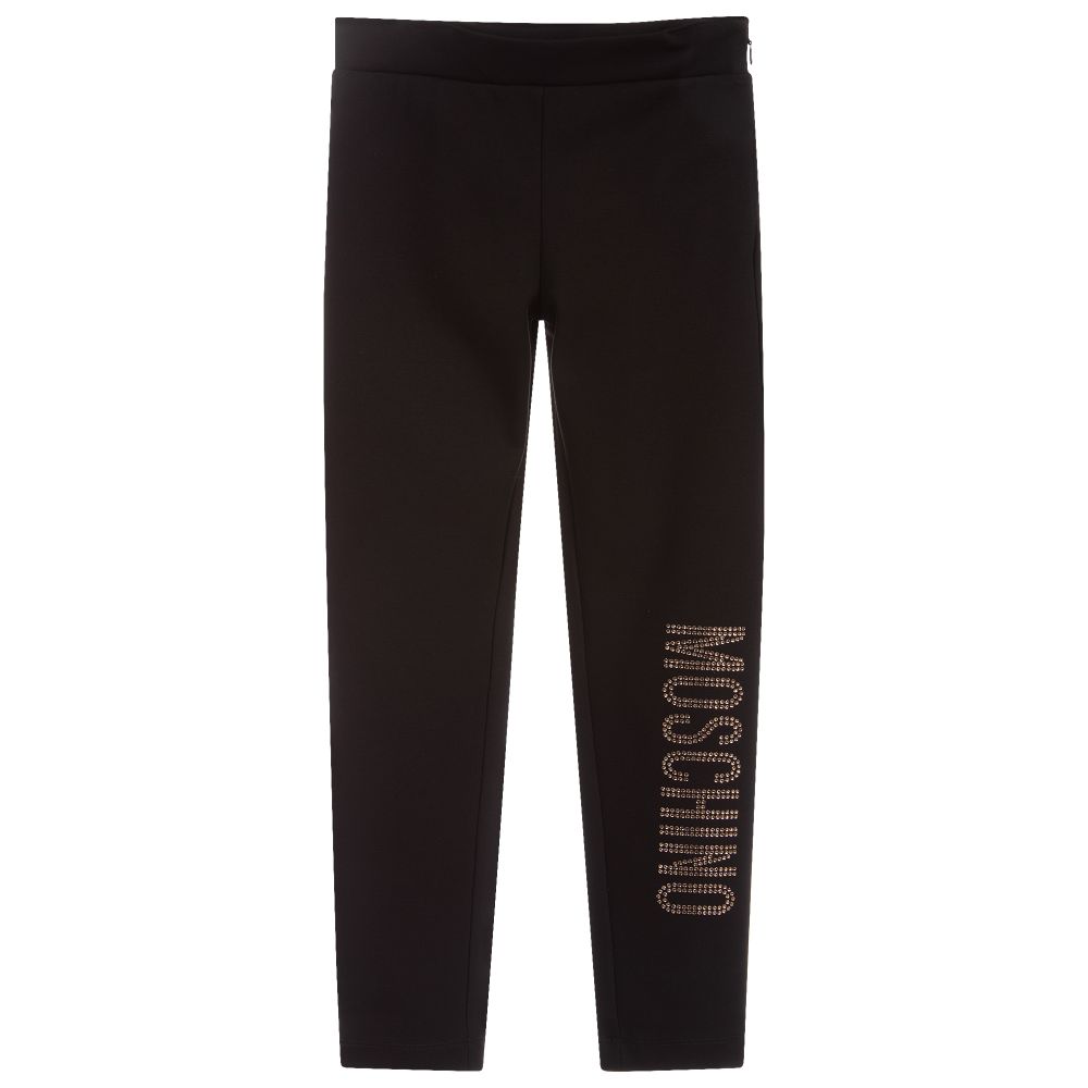 Moschino Kid-Teen - Black Viscose Jersey Leggings | Childrensalon