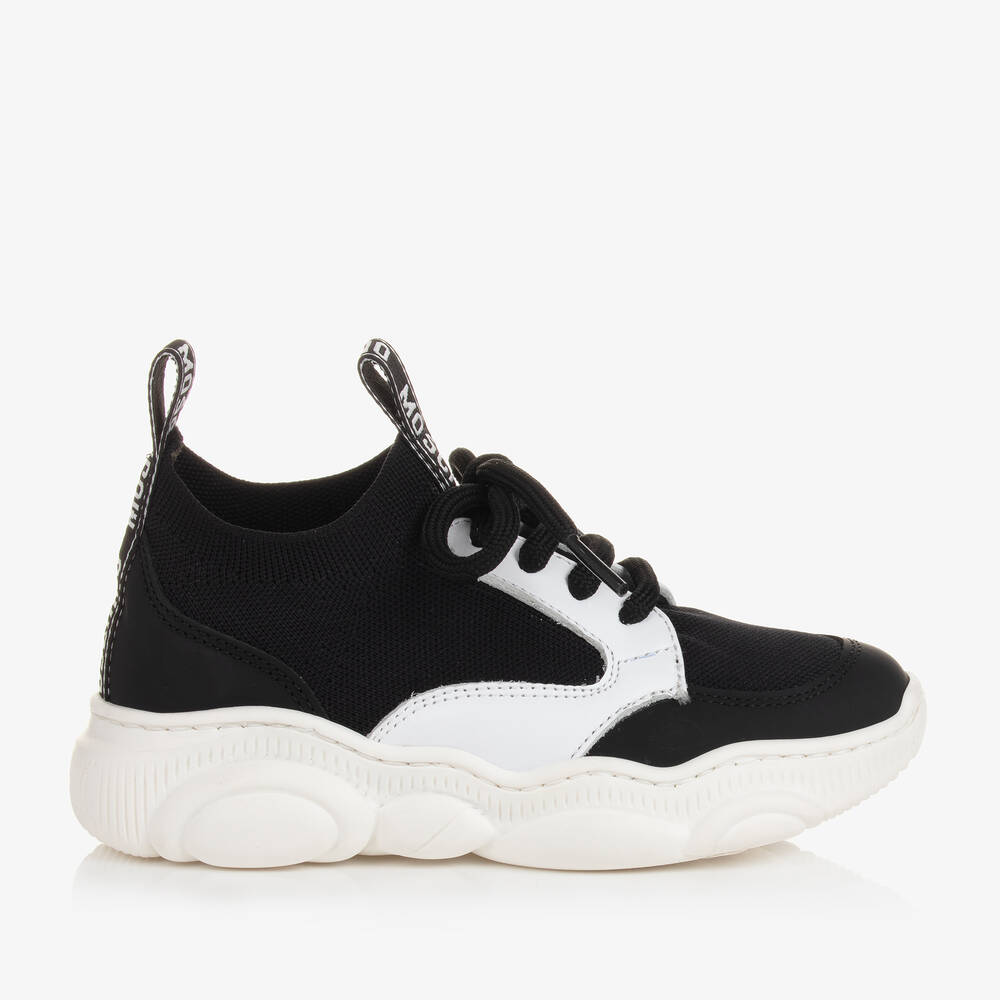 Baskets noires et blanches en cuir