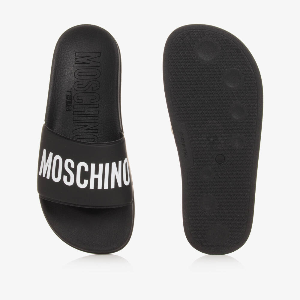 Moschino-Black & White Moschino Logo Sliders | Childrensalon Outlet