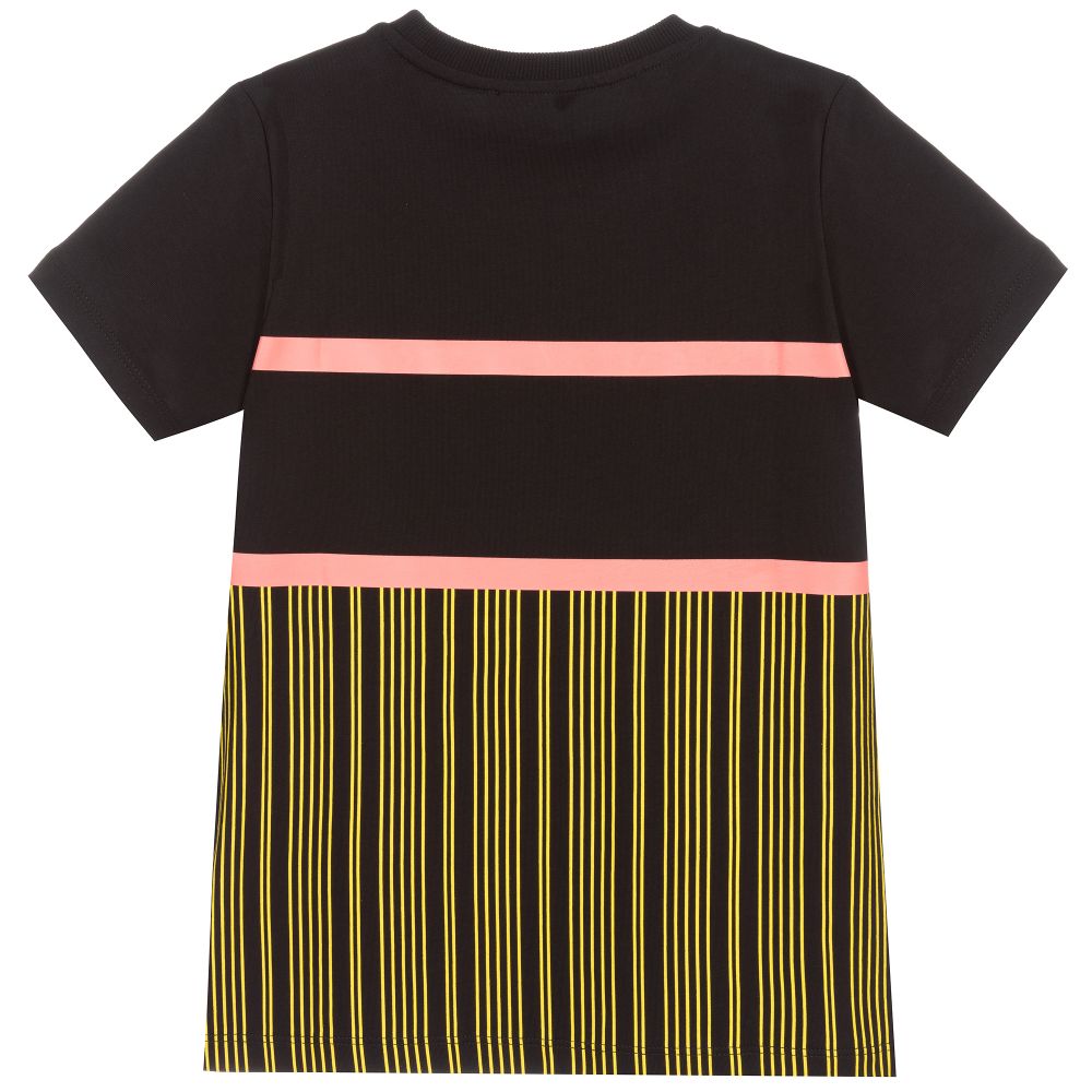 Moschino Kid-Teen- Black & Yellow Cotton T-Shirt | Childrensalon Outlet