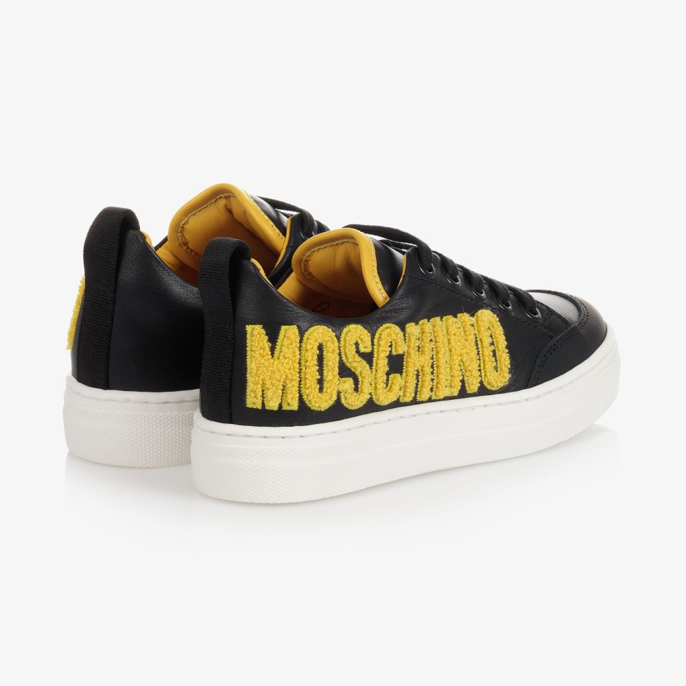 Moschino Kid-Teen-Black & Yellow Logo Trainers | Childrensalon Outlet