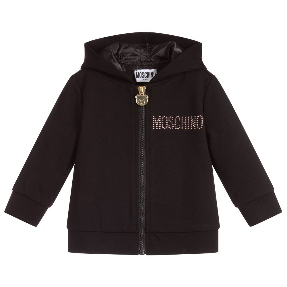 Moschino Baby - Black Zip-Up Logo Hoodie | Childrensalon