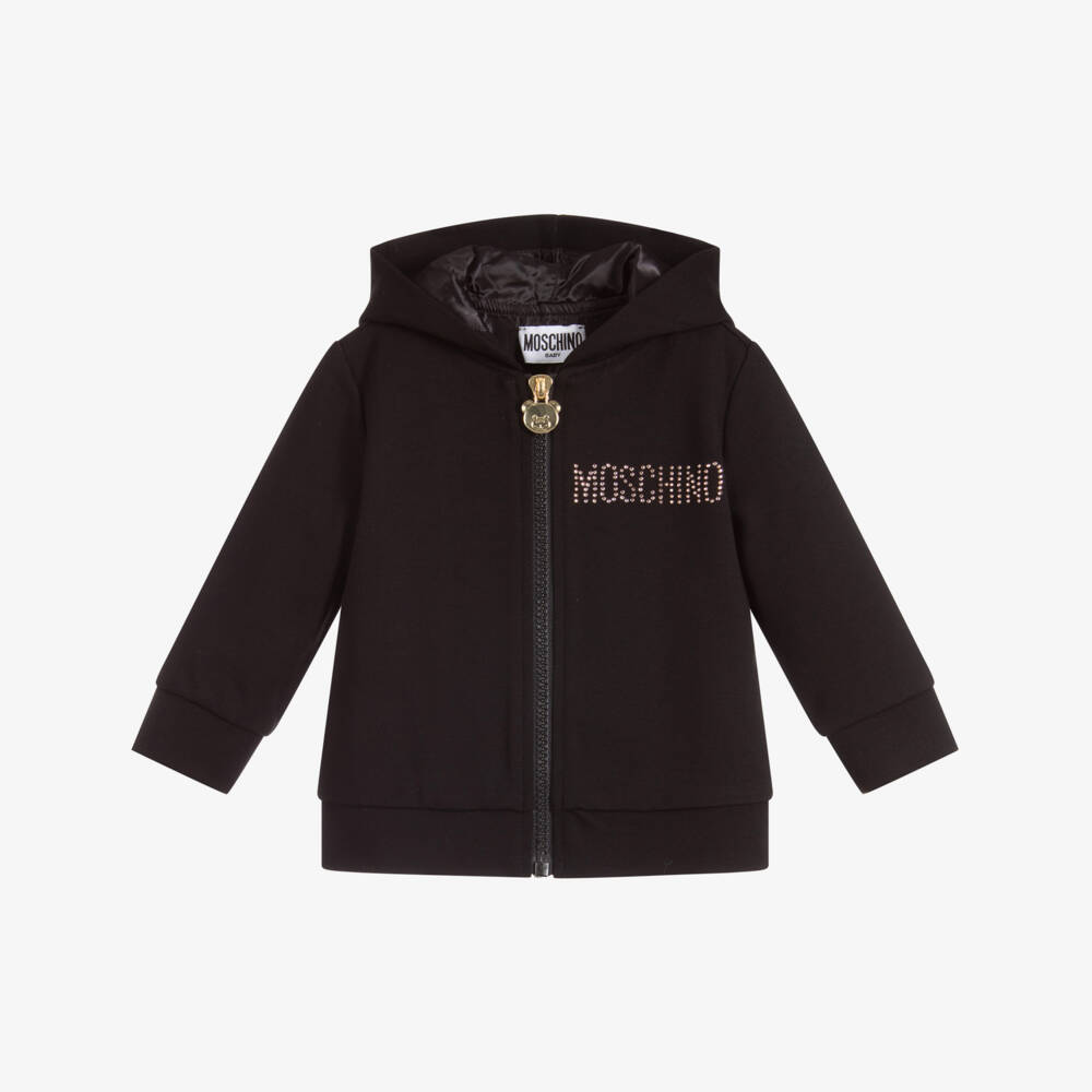 Moschino Малыши-Black Zip-Up Logo Hoodie | Childrensalon Outlet