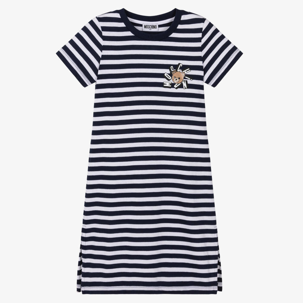 Moschino-Blue And White Stripe Dress | Childrensalon Outlet