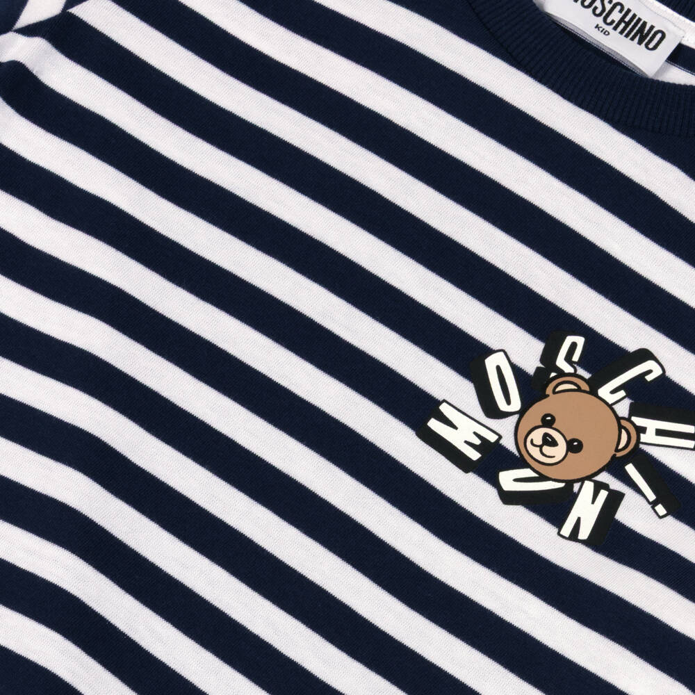 Moschino-Blue And White Stripe Dress | Childrensalon Outlet