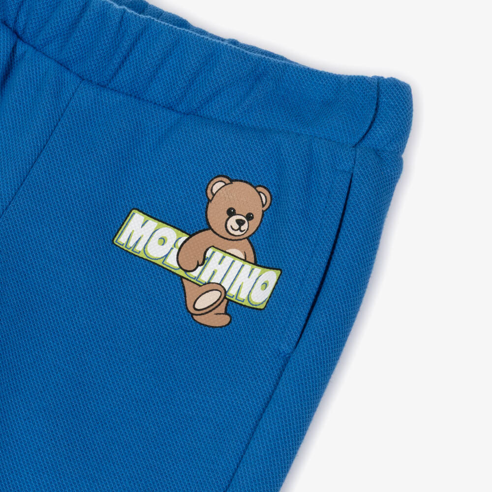 Moschino-Blue Bear Pique Joggers | Childrensalon Outlet