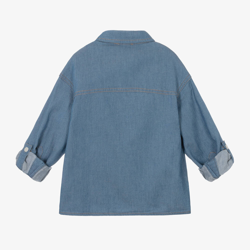 Moschino Kid-Teen - Blue Chambray Teddy Bear Shirt