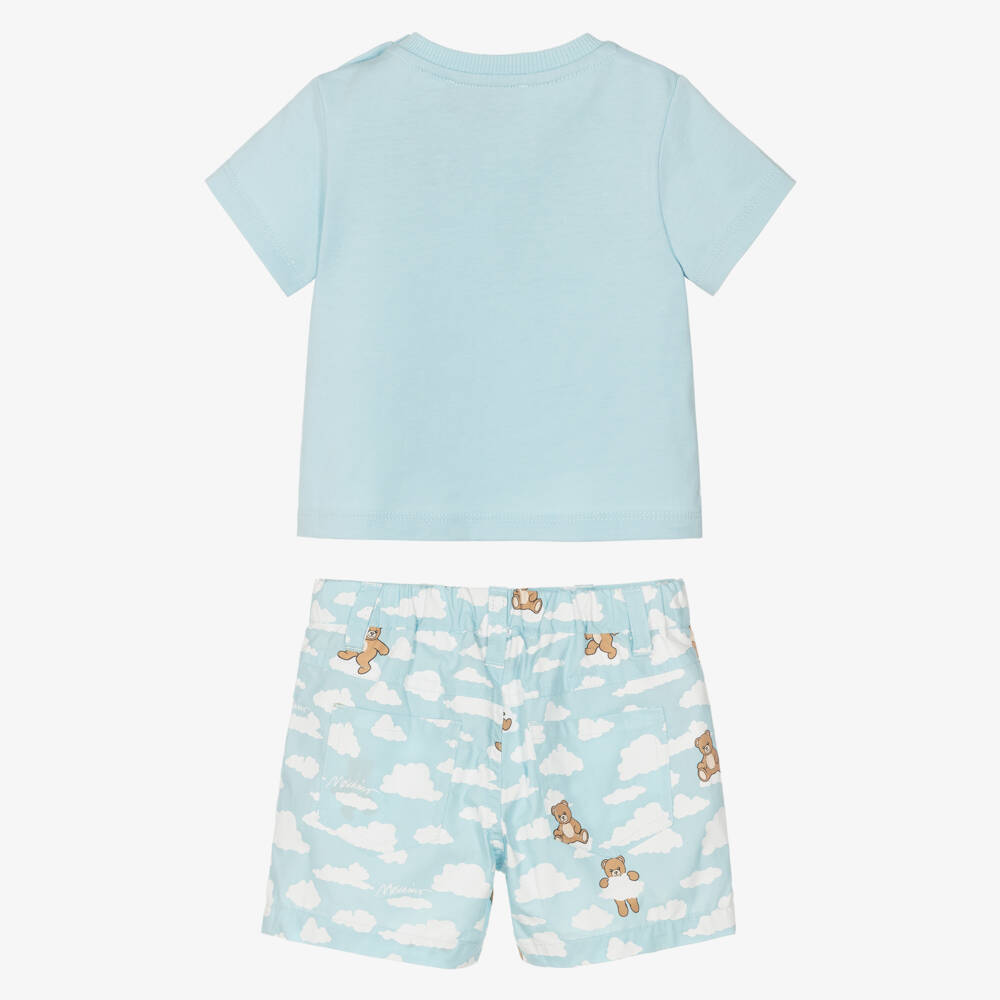 Moschino-Blue Clouds & Bear Shorts Set | Childrensalon Outlet