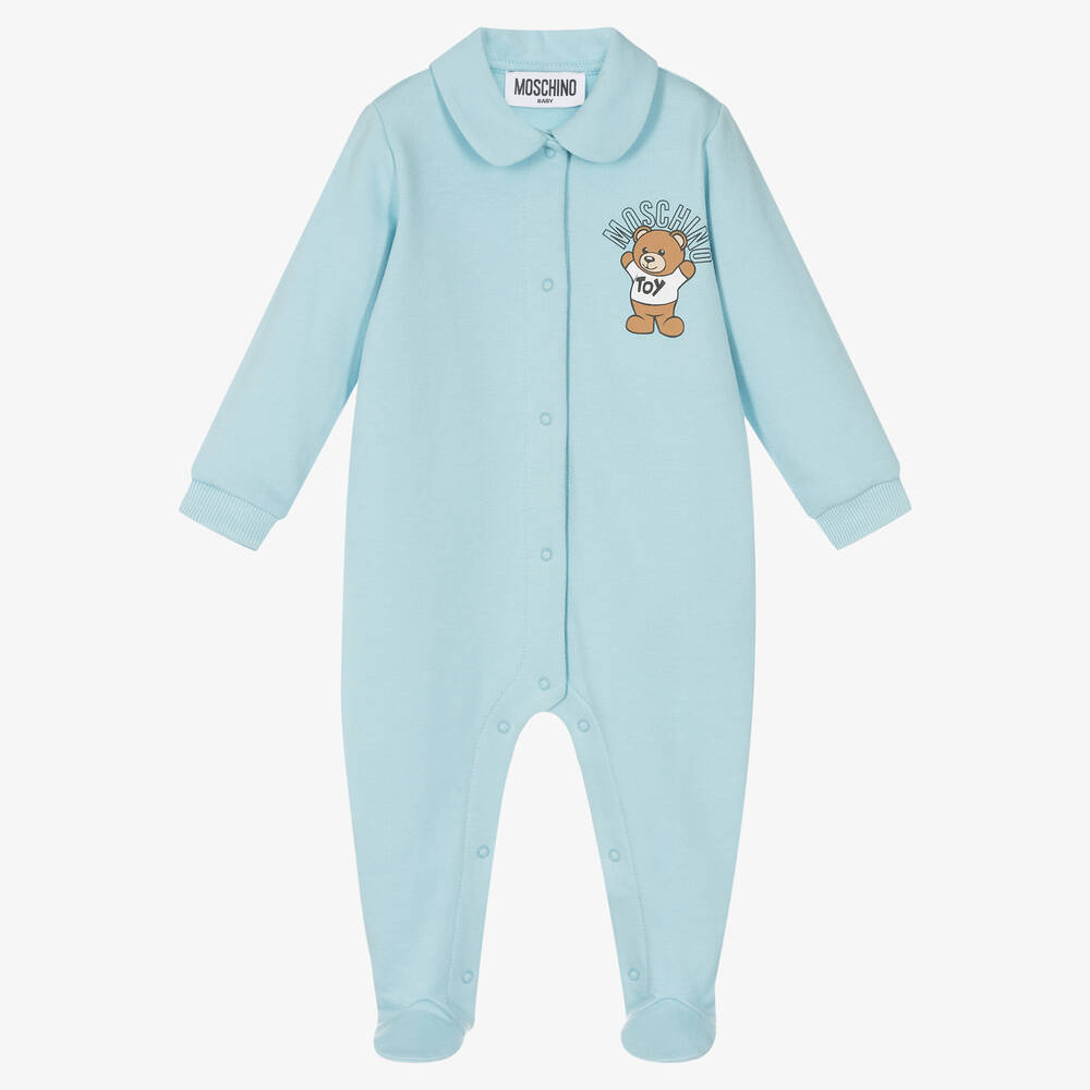 Moschino Baby-Blue Cotton Babygrow Set | Childrensalon Outlet