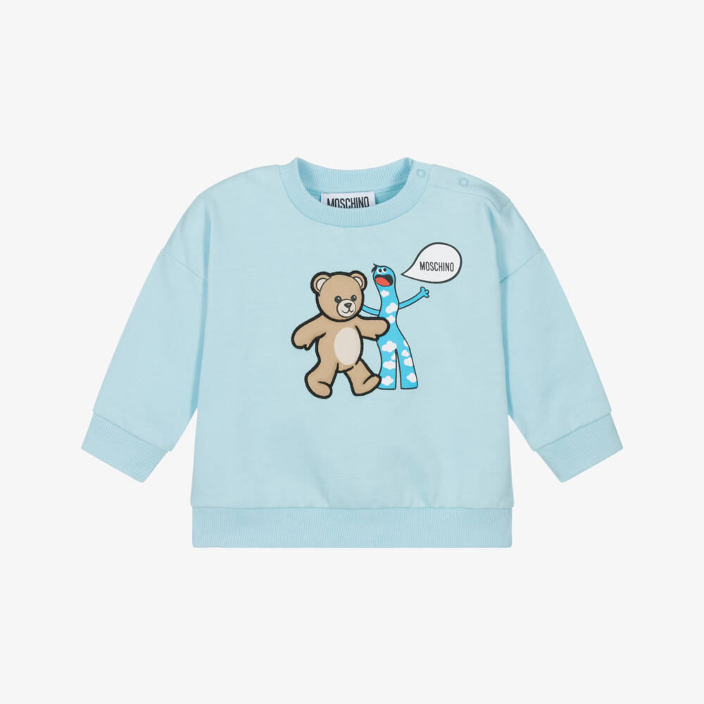 Moschino-Футболка с монстром медведем из синего хлопка для детей | Childrensalon Outlet