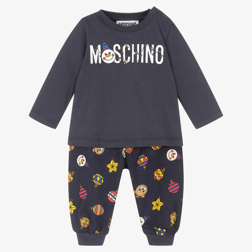 Moschino Baby - طقم بنطلون قطن لون كحلي للأطفال | Childrensalon