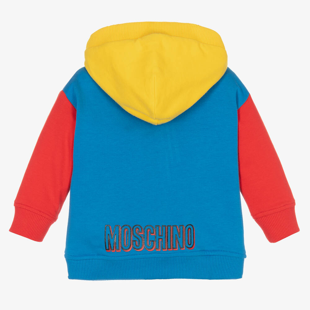 Moschino Малыши-Голубой хлопковый топ на молнии с капюшоном | Childrensalon Outlet