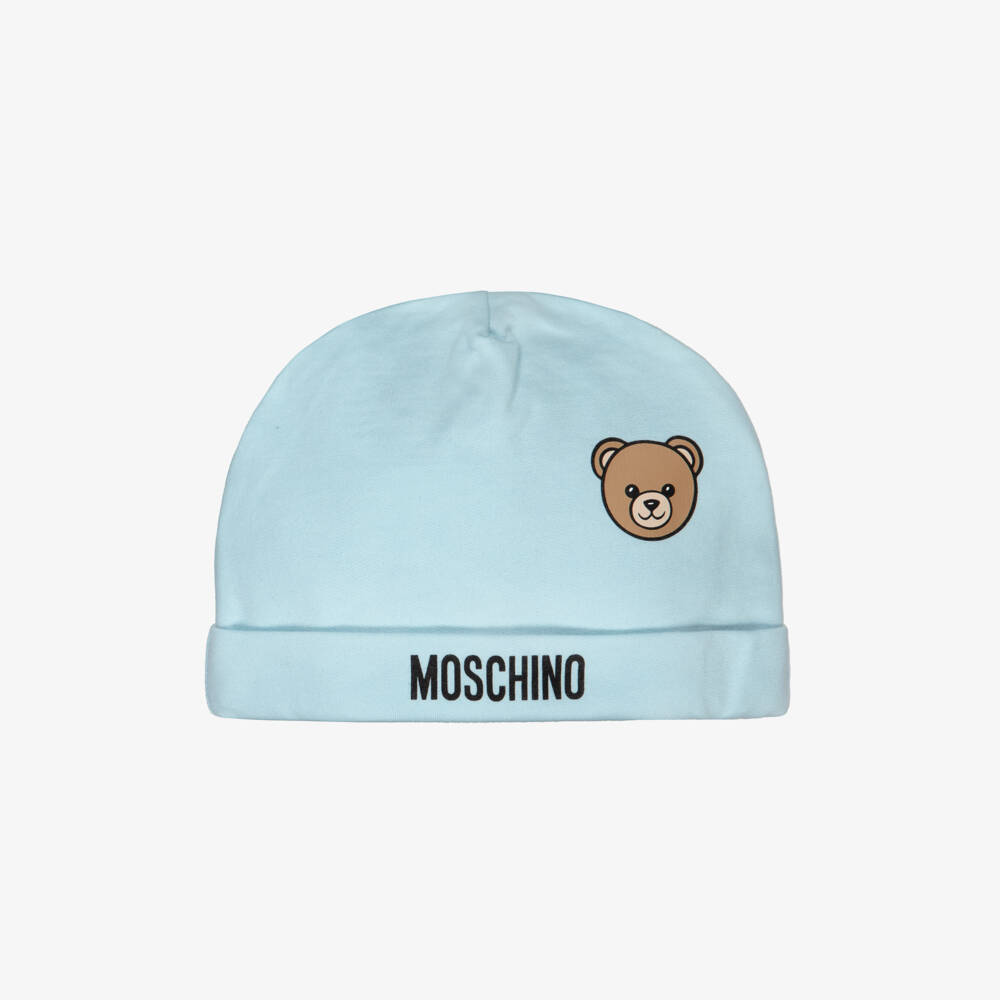 Moschino-Blue Cotton Jersey Teddy Bear Baby Hat | Childrensalon Outlet