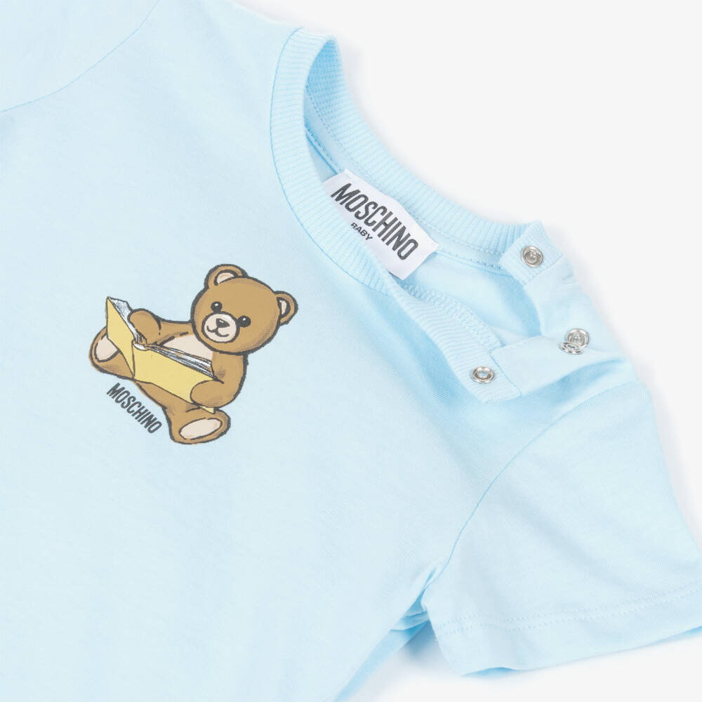 Moschino-Blue Cotton Jersey Teddy Bear T-Shirt | Childrensalon Outlet