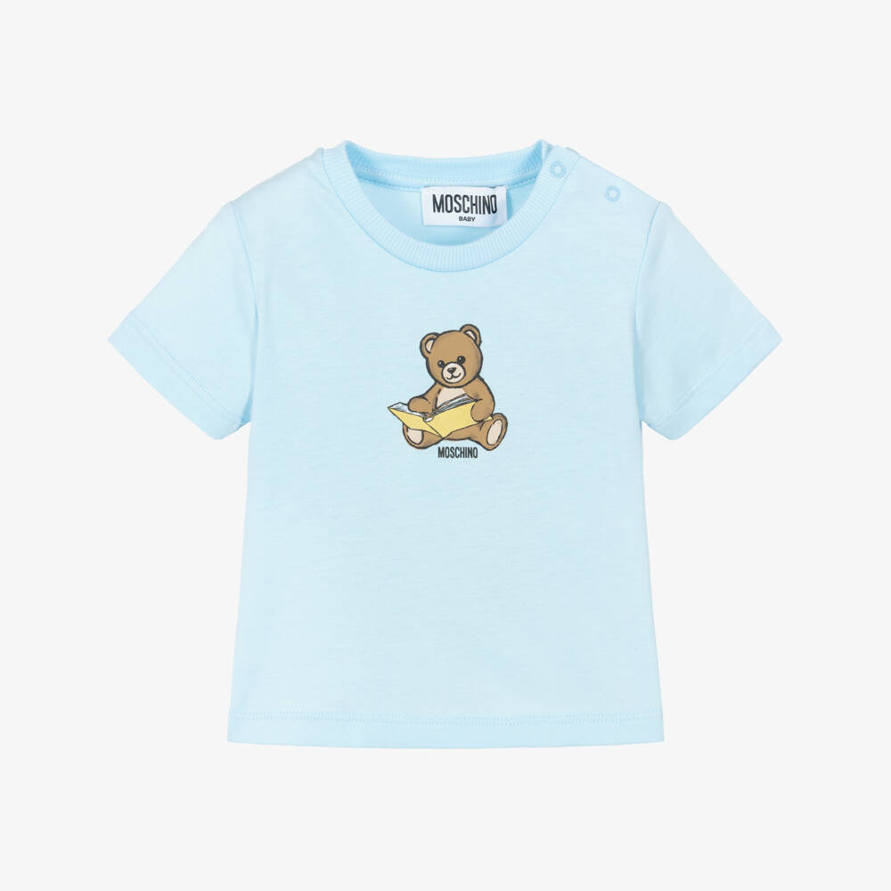 Moschino-Blue Cotton Jersey Teddy Bear T-Shirt | Childrensalon Outlet
