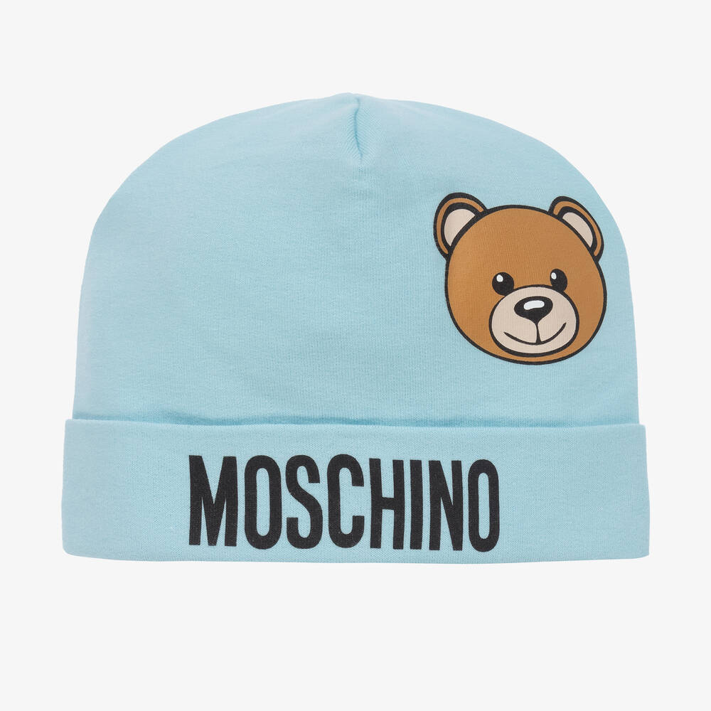 Moschino Baby - Blue Cotton Logo Baby Hat | Childrensalon
