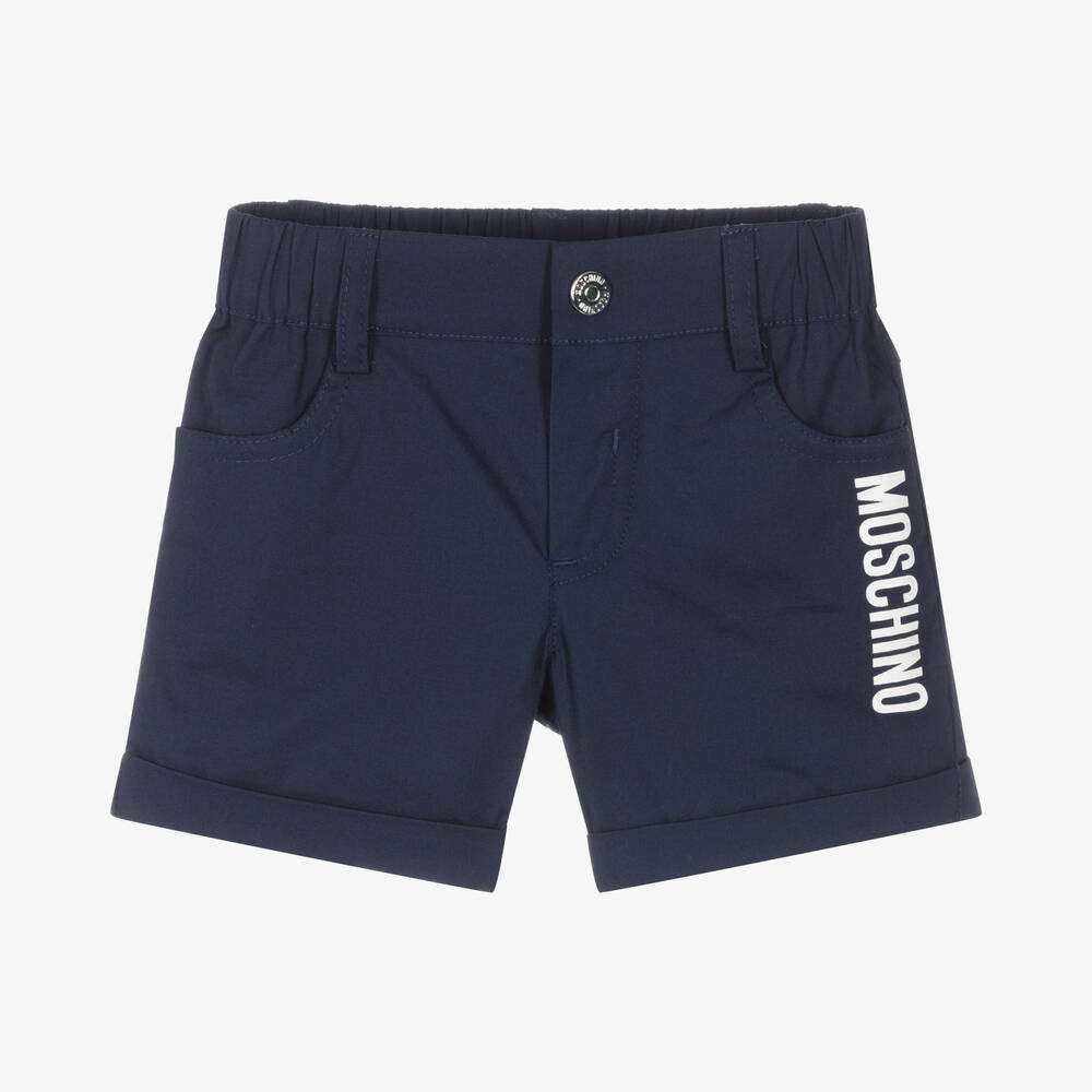 Moschino Baby - Blue Cotton Logo Chino Shorts | Childrensalon