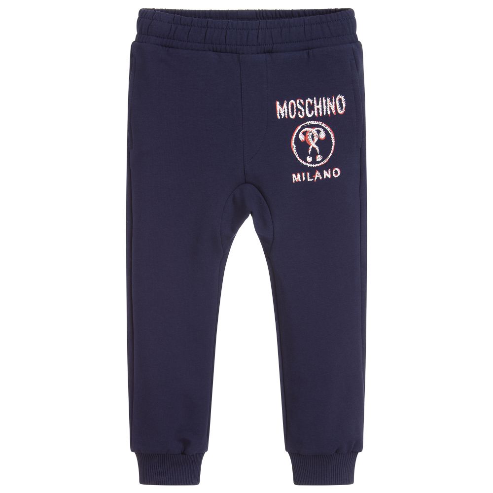 Moschino Kid-Teen-Blue Cotton Logo Joggers | Childrensalon Outlet