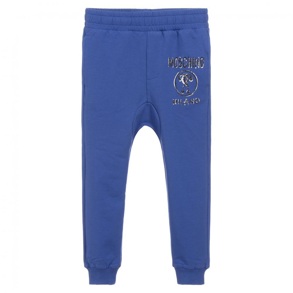 Moschino Kid-Teen - Blue Cotton Logo Joggers | Childrensalon