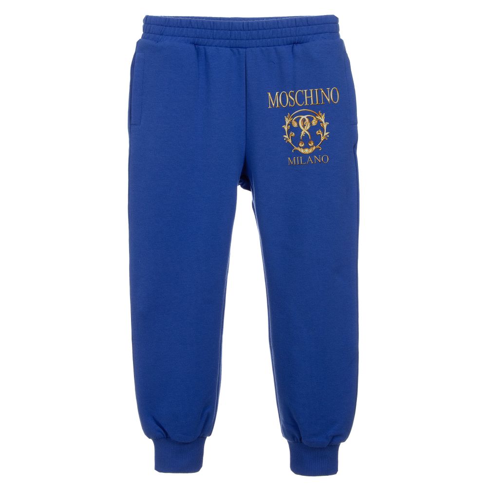 Moschino Kid-Teen - Blue Cotton Logo Joggers | Childrensalon