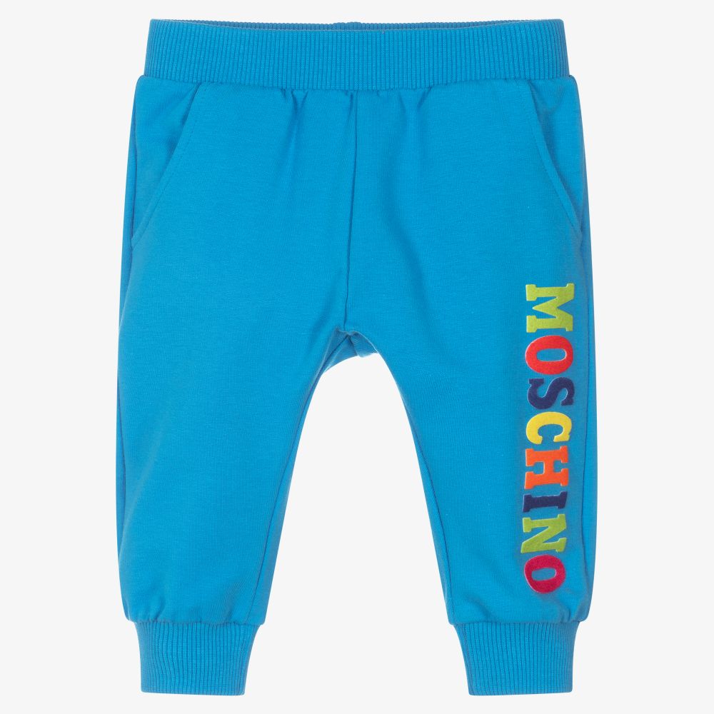 Moschino Baby - Blue Cotton Logo Joggers | Childrensalon