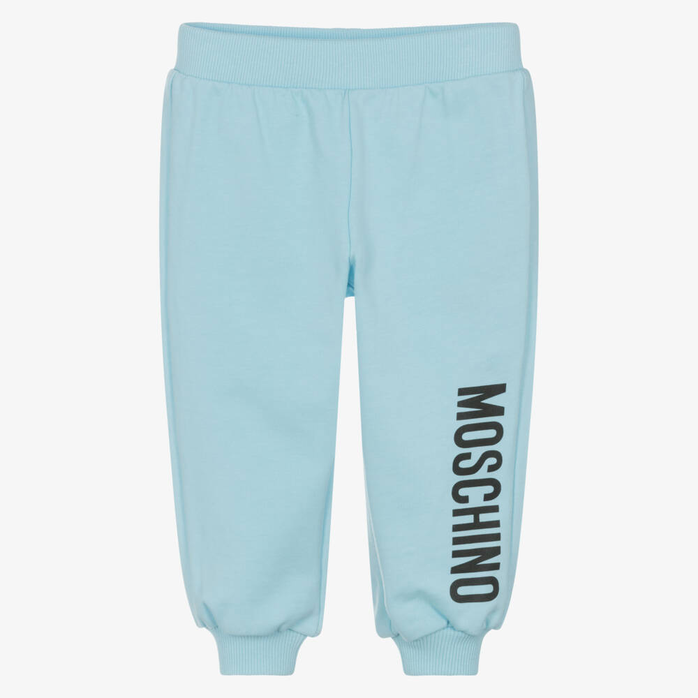 Moschino-Blue Cotton Logo Joggers | Childrensalon Outlet