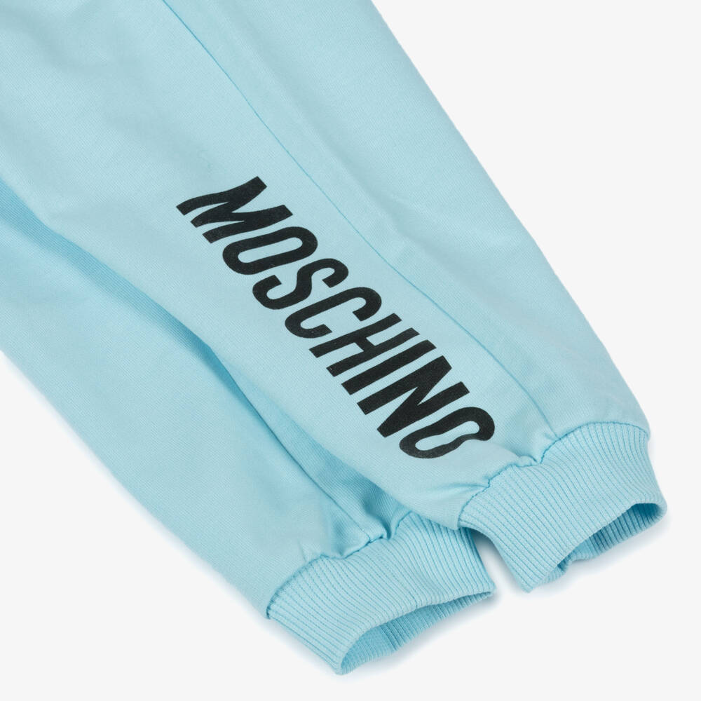Moschino-Blue Cotton Logo Joggers | Childrensalon Outlet