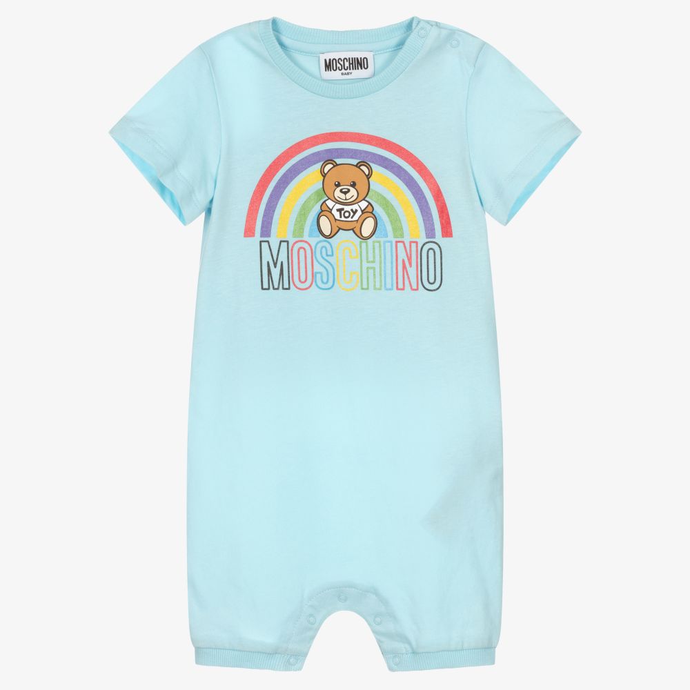 Moschino Baby - Blue Cotton Logo Shorties | Childrensalon