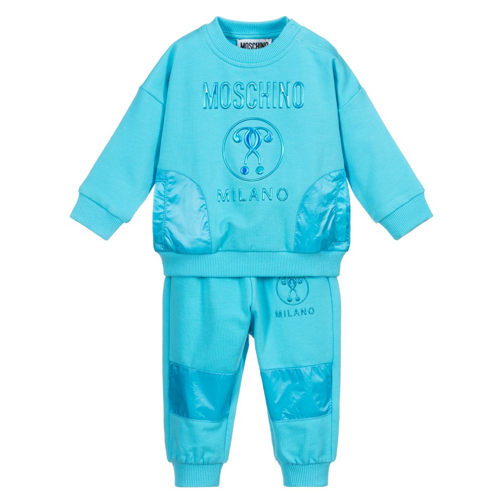 Moschino Baby - تراكسوت قطن جيرسي لون أزرق للأطفال  | Childrensalon