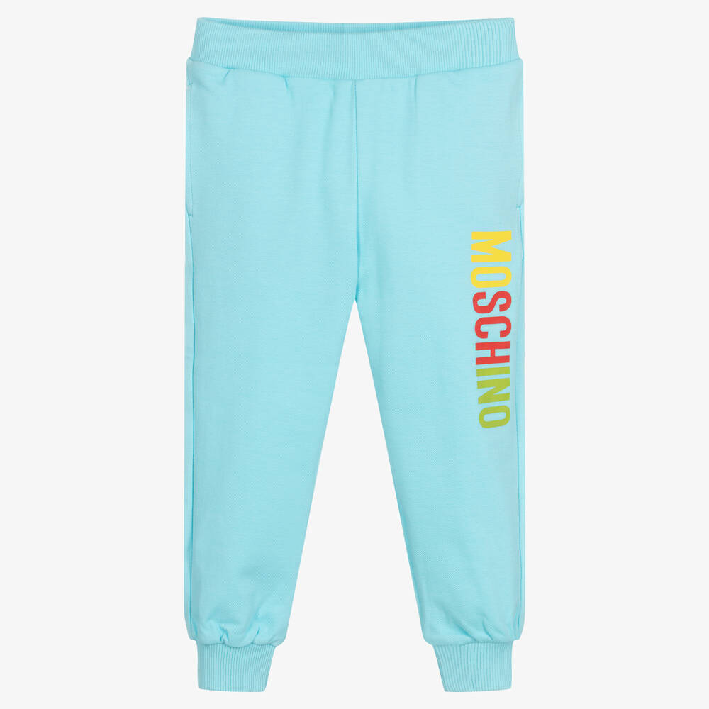 Moschino Kid-Teen - Blue Cotton Piqué Logo Joggers | Childrensalon