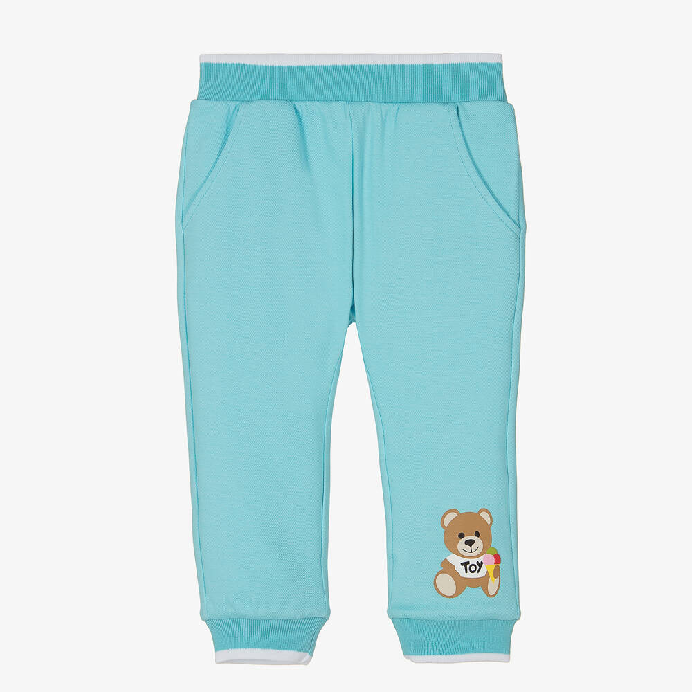 Moschino Baby - Bas de jogging bleu piqué de coton | Childrensalon