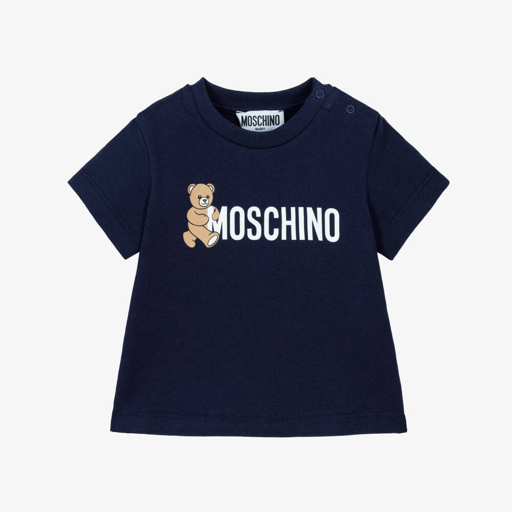 Moschino-Blue Cotton Teddy Bear Baby T-Shirt | Childrensalon Outlet
